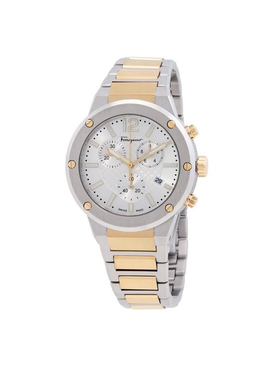NWT Ferragamo F-80 Chronograph Quartz White Dial Men\'s Watch